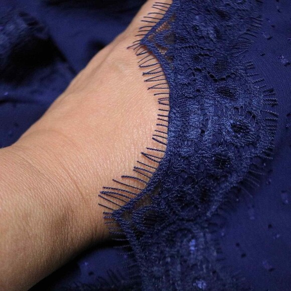 STITCH FIX Mason & Belle Chiffon Lace BOHO Blouse Royal Blue size Medium NWT! - Picture 6 of 9